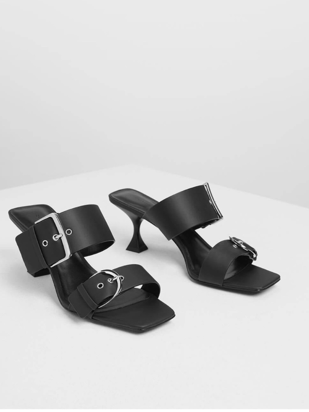 CHARLES & KEITH The Square Toe Heel Buckle Sandals ,Trend
